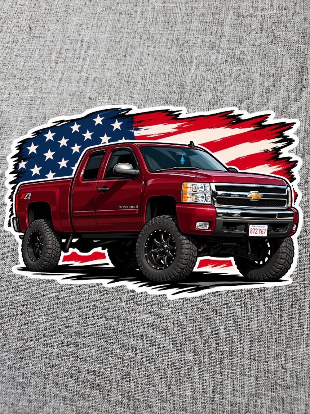 CHEVROLET CHEVY SILVERADO GMT900 USA FLAG PATRIOT Vinyl Sticker Decal